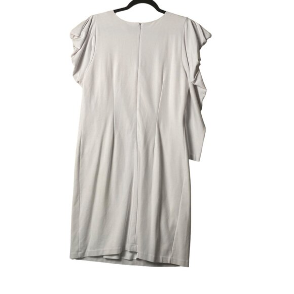 Eloquii White Ruffle Sleeve Dress Size 14 Style 5927 Fit Flare Knee Length - Picture 4 of 9